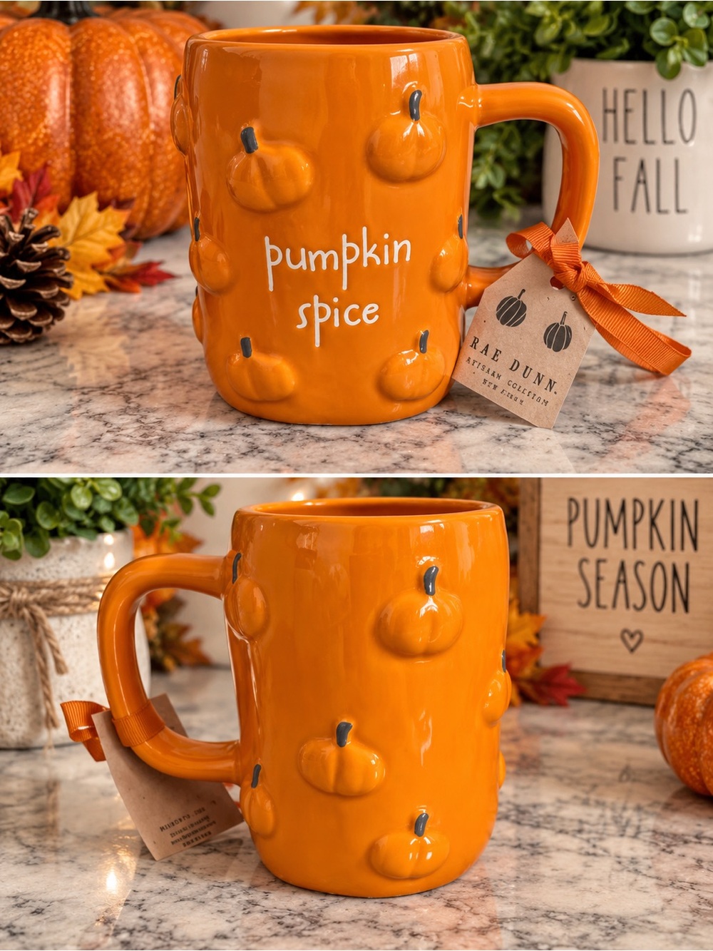 Rae Dunn Orange Pumpkin Spice Ceramic Mug